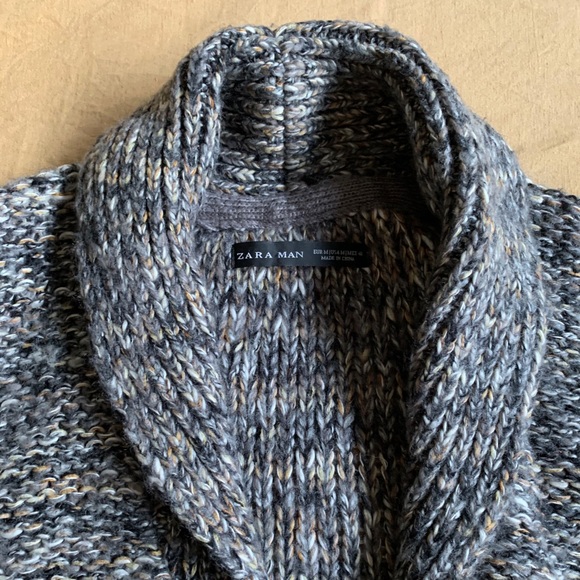 Zara Other - Zara Man knitted Cardigan Size M Grey / Camel 🧶
